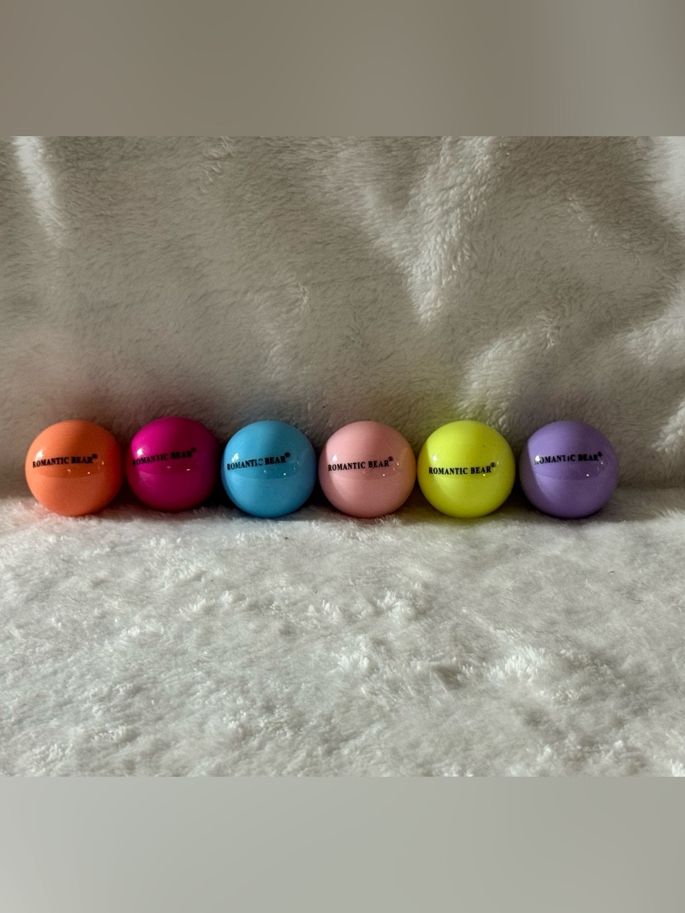 Romantic Bear Colorful Lip Balm Set - Orange, Pink, Blue, Peach, Yellow, Purple